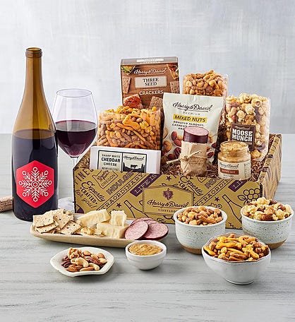 Holiday Savory Snack Box with Wine